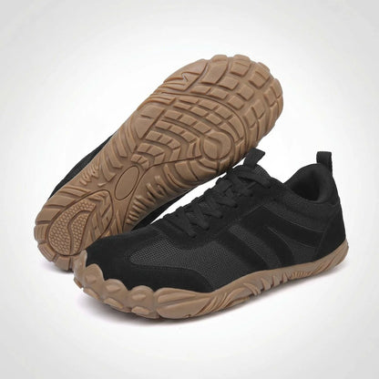 Black walking trainers with outsole detail