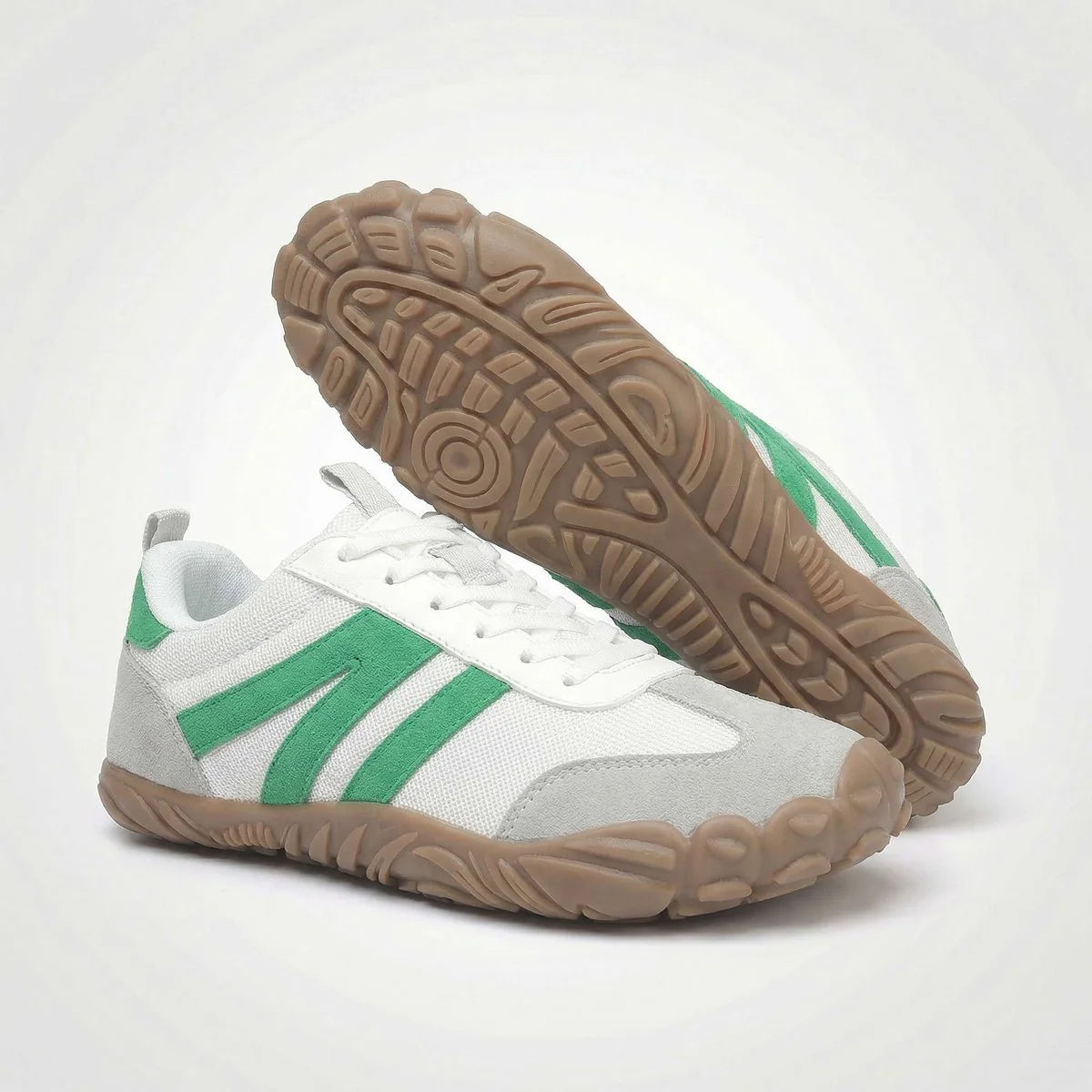 White walking trainers with outsole detail