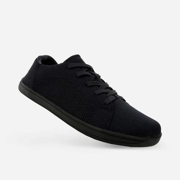 Unisex black barefoot trainers, side profile