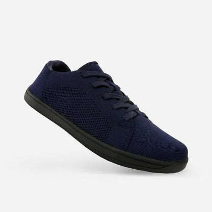 Unisex blue barefoot trainers, side profile