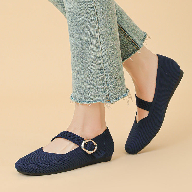 Women's breathable upper Mary Jane flats