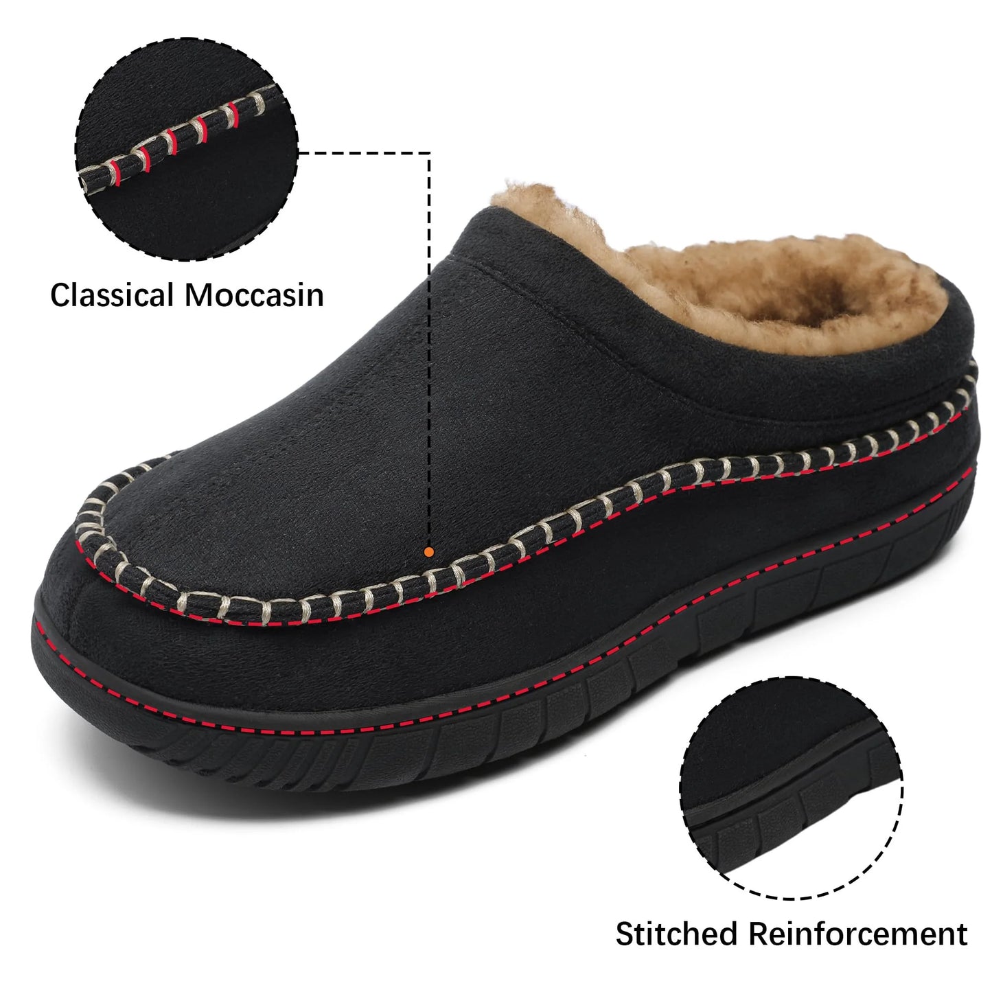 Men's house slippers product information graphic