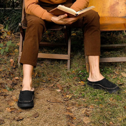 Men's house slippers shown on foot