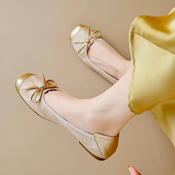 Women's Mary Jane flats in Antique Gold product view