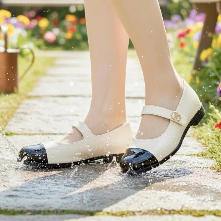 Women's Mary Jane shoes shown on foot