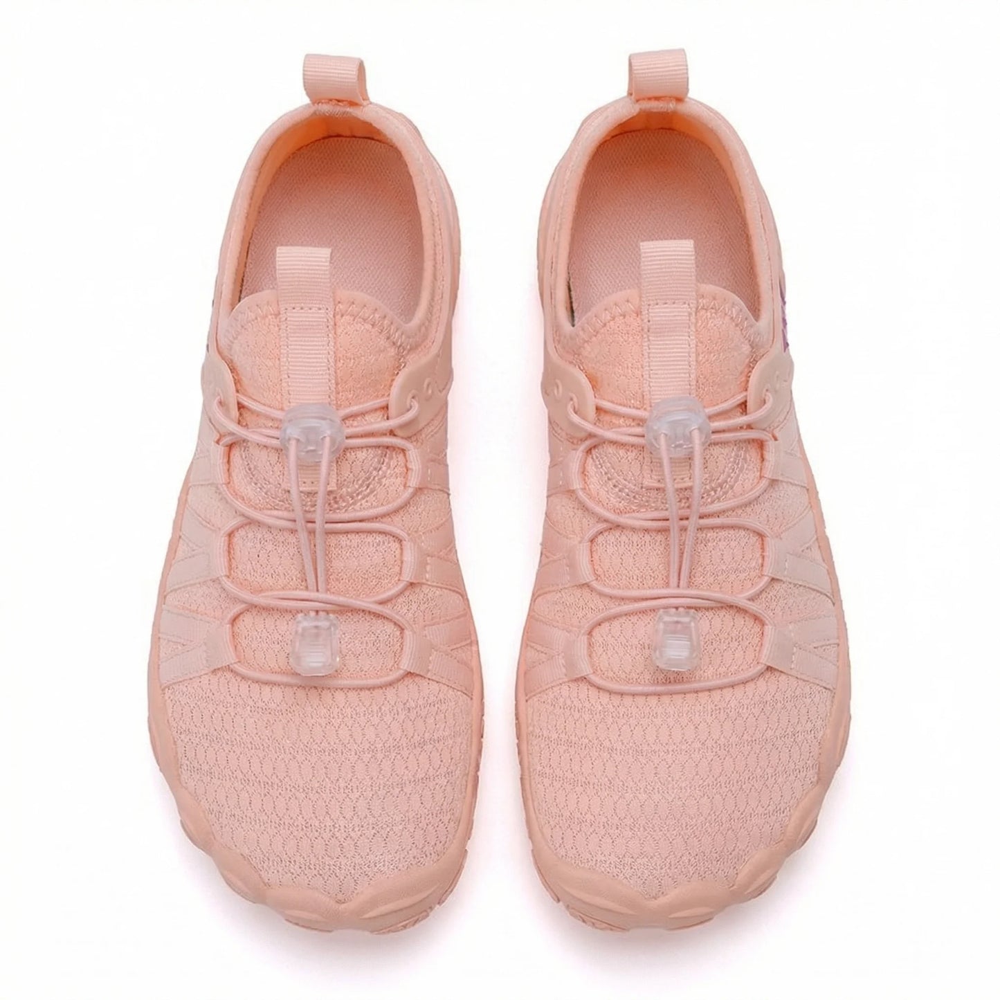 Dusty pink wide toe box shoes, top studio view
