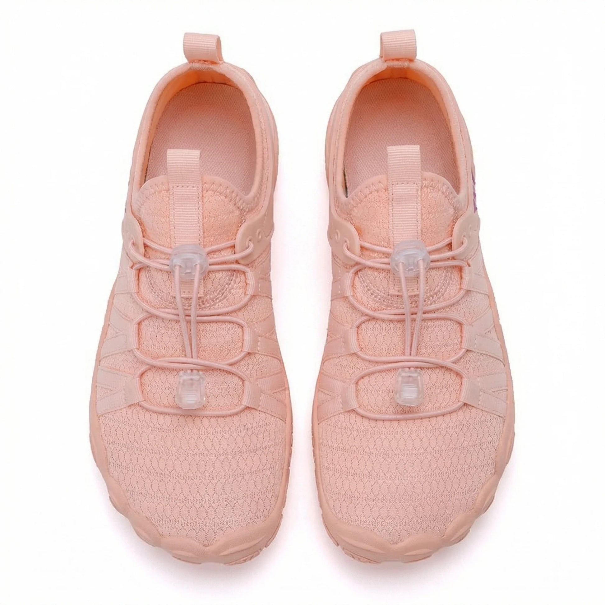 Dusty pink wide toe box shoes, top studio view