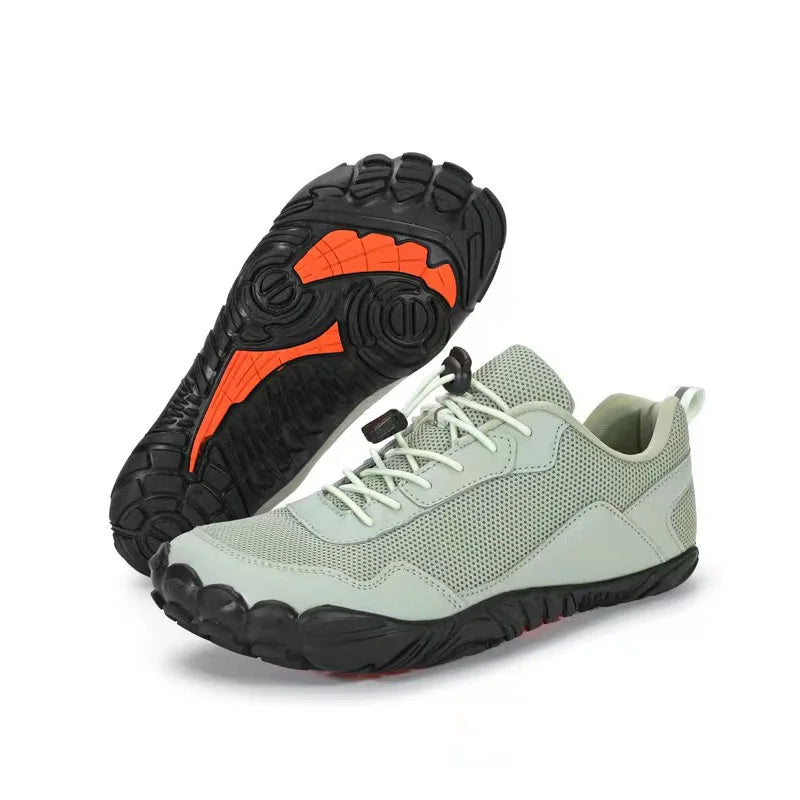 Unisex wide toe box hiking shoes in Light Green product view