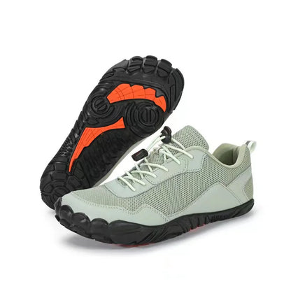 Unisex wide toe box hiking shoes in Light Green product view