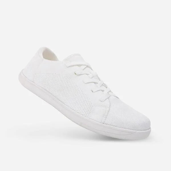 Unisex white barefoot trainers, side profile