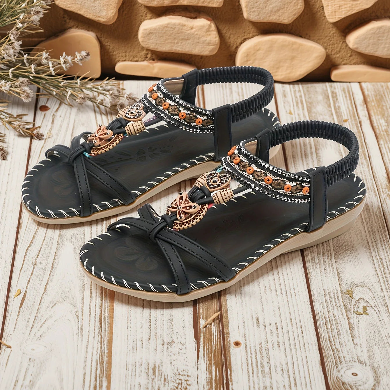 Women's wide fit flat sandals product view