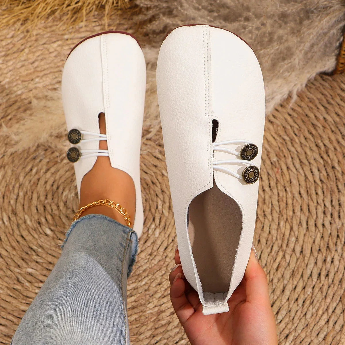 Women's ballet flats shown on foot
