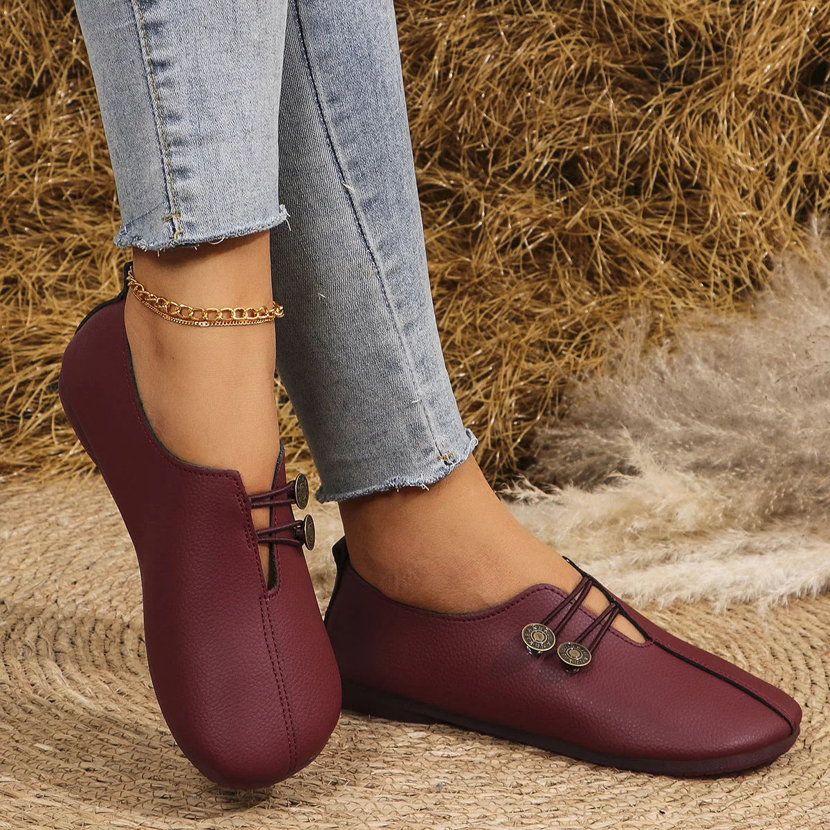 Women's ballet flats shown on foot
