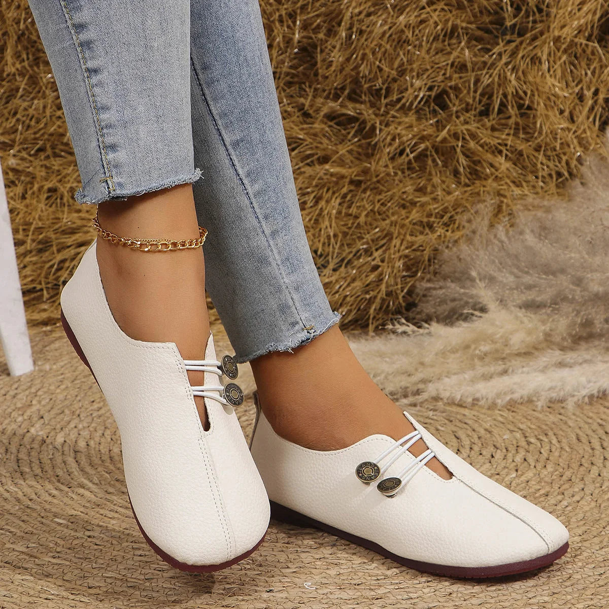 Women's ballet flats shown on foot