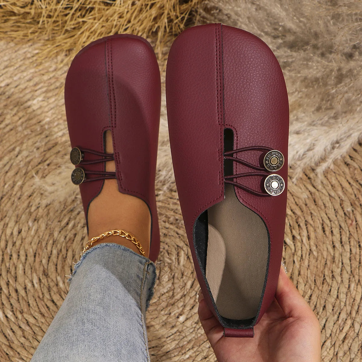 Women's ballet flats shown on foot