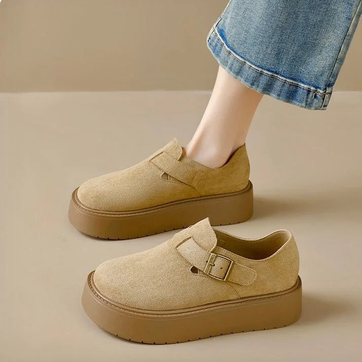 Women's wide fit platform clogs in Apricot product view