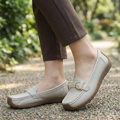 Women's loafers shown on foot