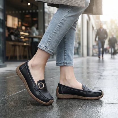 Women's loafers shown on foot