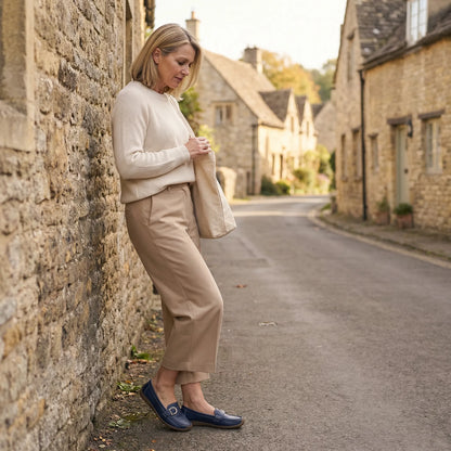 Women's loafers shown on foot