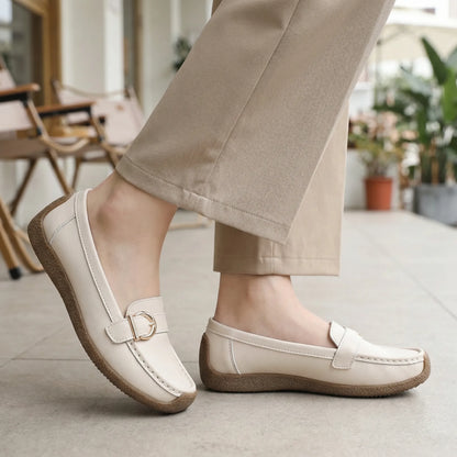 Women's loafers shown on foot