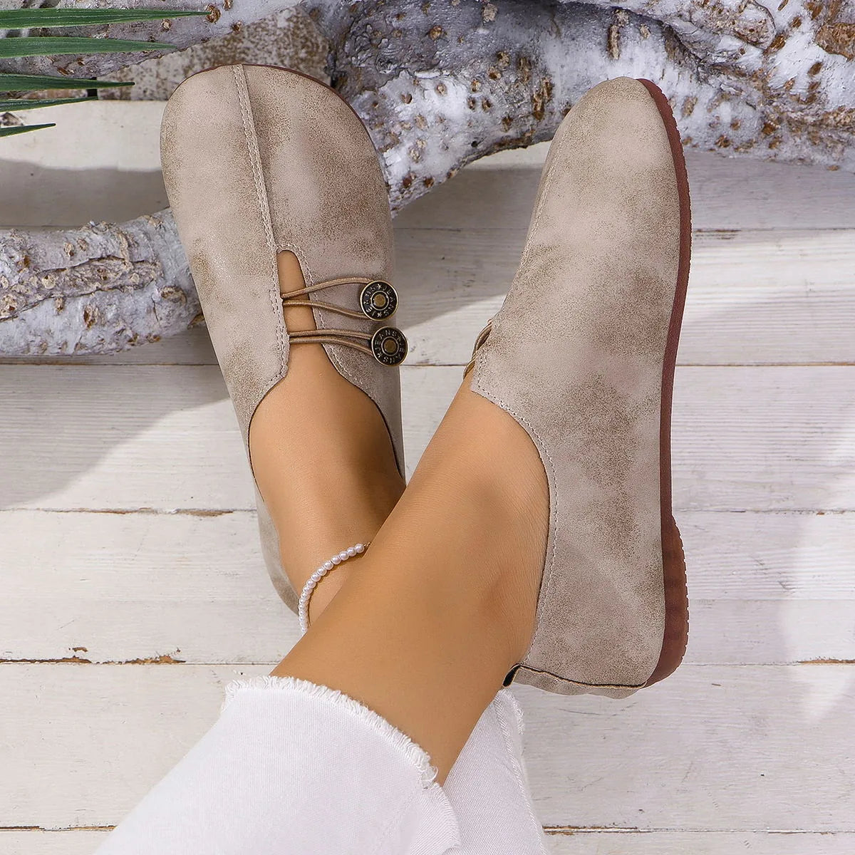 Women's ballet flats shown on foot