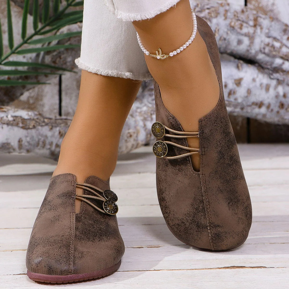 Women's ballet flats shown on foot