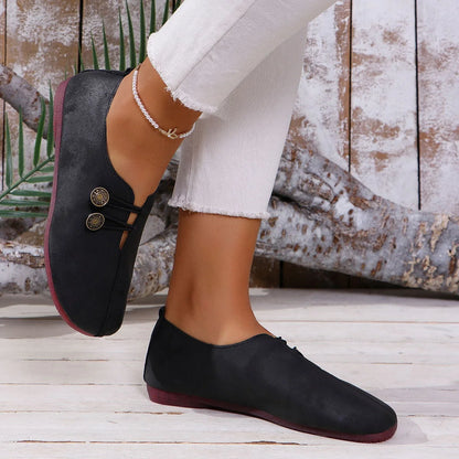 Women's ballet flats shown on foot