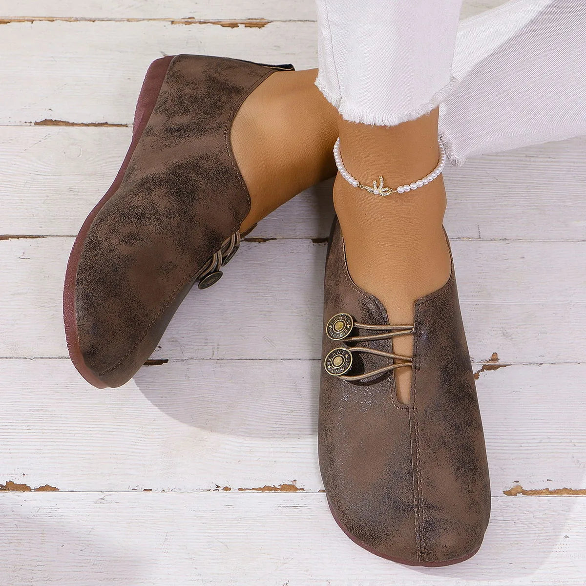 Women's ballet flats shown on foot