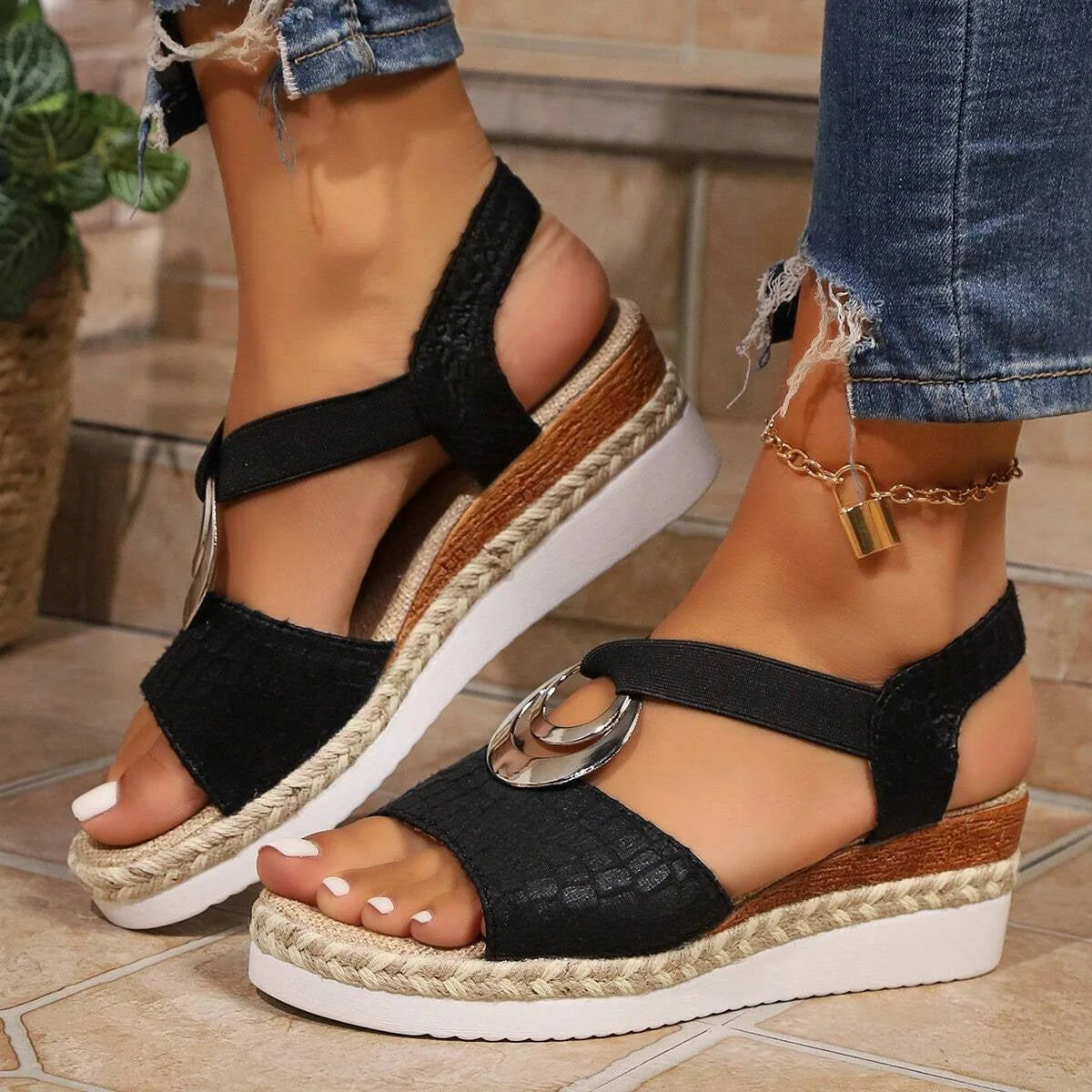 Women's everyday sandals shown on foot