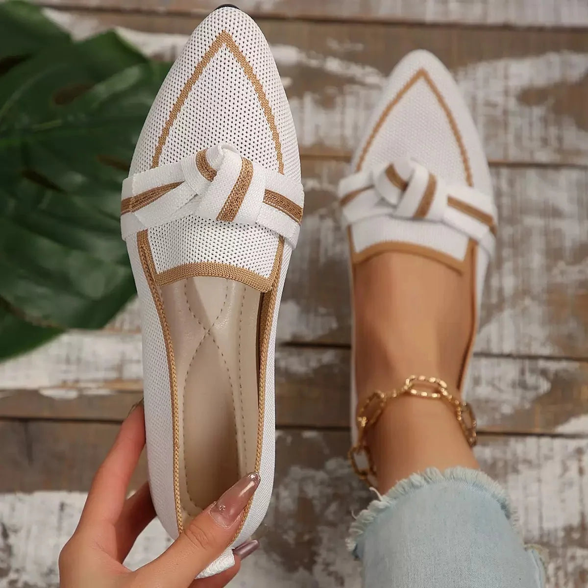 Women's ballet flats shown on foot