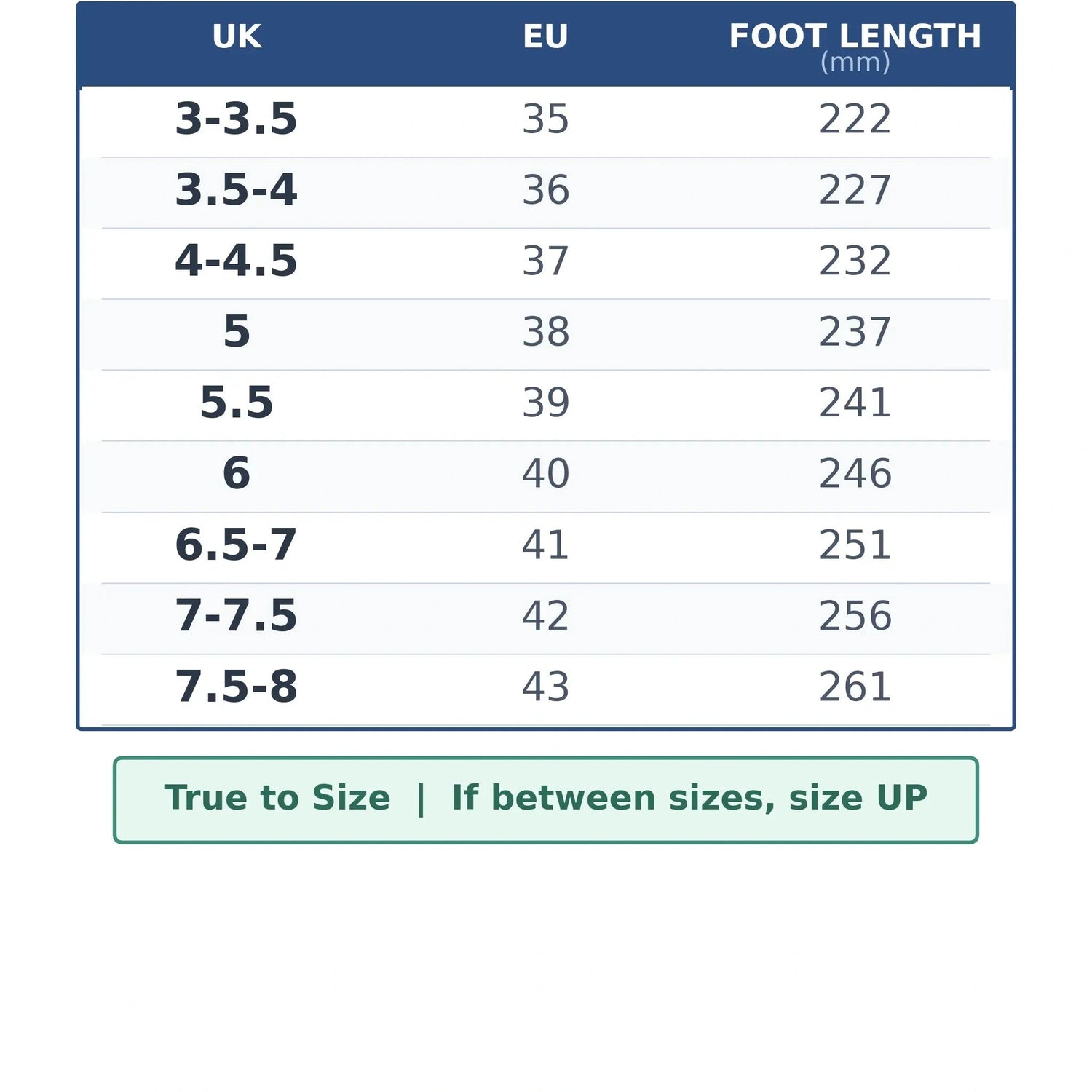 Women extra wide suede loafers UK and EU size guide with foot length measurements